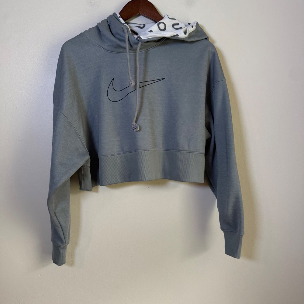 Nike Dri-FIT Get Fit Oversized Cropped Pullover Hoodie Size Small Gray